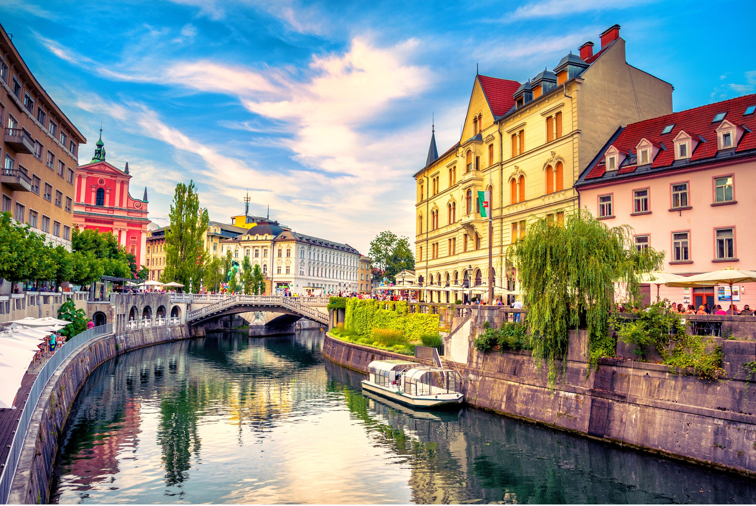 View of Ljubljana, Slovenia from a river